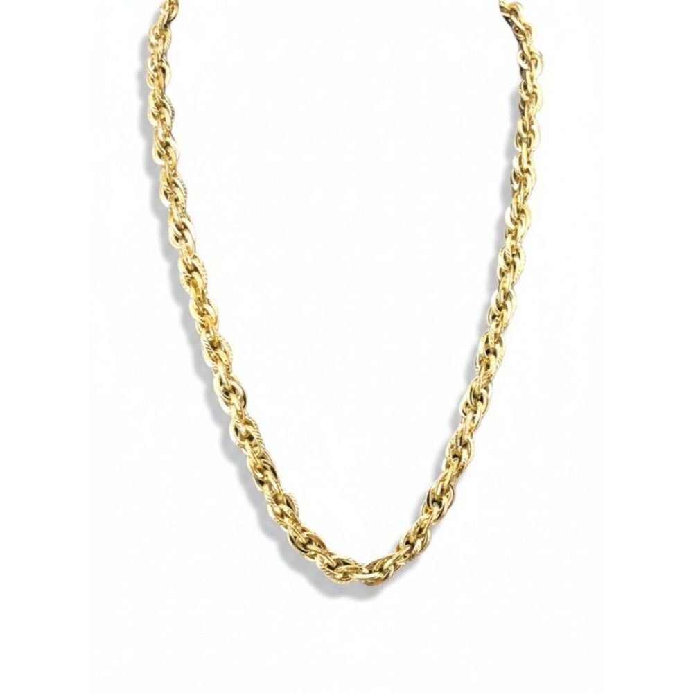 Vintage Gold Rope Chain Necklace 20" Chunky Textured Gold Plated Unisex - Picture 4 of 7